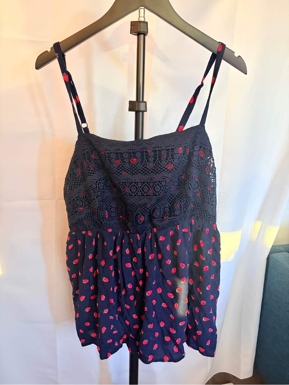 Torrid Babydoll Navy Strawberry Tank - Torrid size 1 - Picture 5 of 6